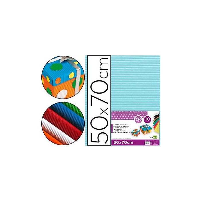 Liderpapel Cartón Ondulado Celeste 50 x 70 cm 320 g/m² Liderpapel Cartón Ondulado Celeste 50 x 70 cm 320 g/m²