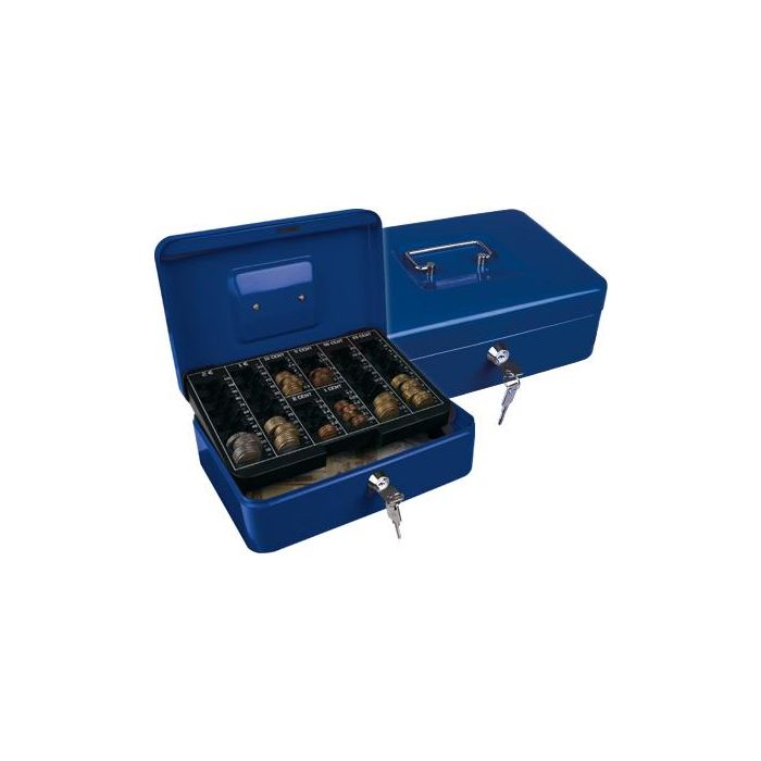 Caja Caudales Q-Connect 10-' 250x180x90 mm Azul Con Portamonedas