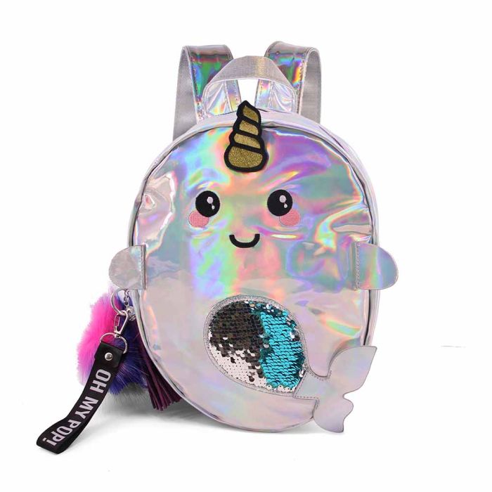 Mochila Body Pequeña Narval Oh My Pop Plateado