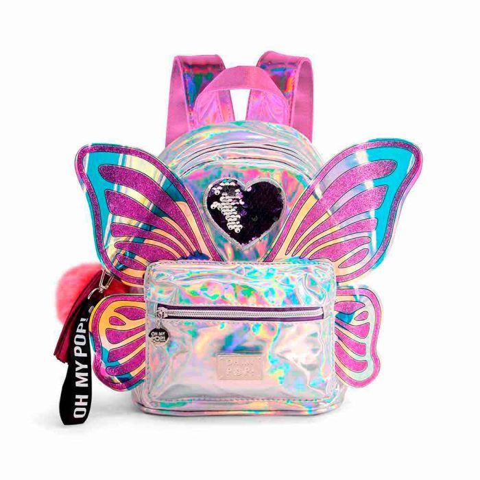 Mochila Fashion Pequeña Wings Oh My Pop Plateado