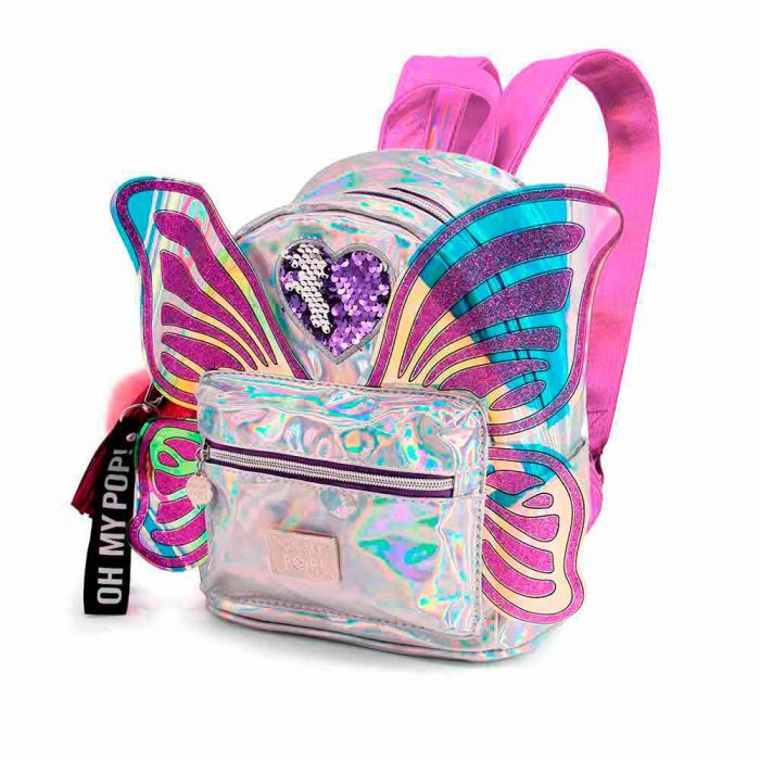 Mochila Fashion Pequeña Wings Oh My Pop! Plateado 1