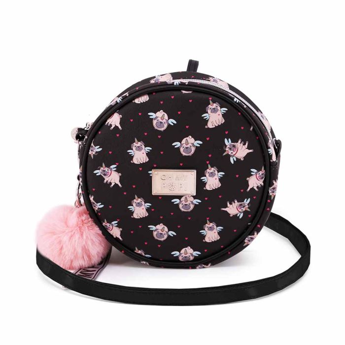 Bolso Redondo Pug Oh My Pop Negro