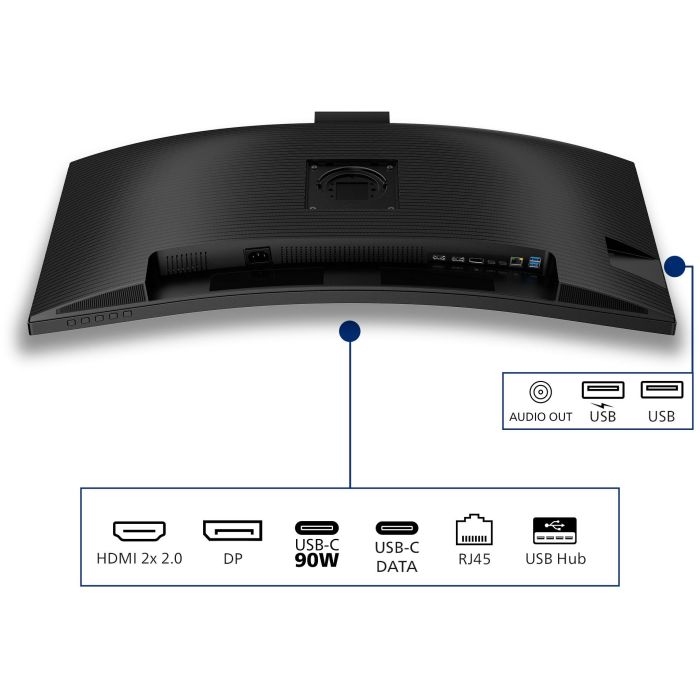 Philips 34B2U3600CH Monitor 34" Wide Quad HD 120Hz VA Curvo 1500R Negro con USB-C 90W y KVM 8