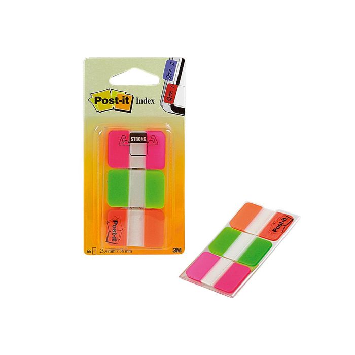 Post-It Index Rigido Rosa Verde Naranja - 3 Dispensadores Std 3x22 1