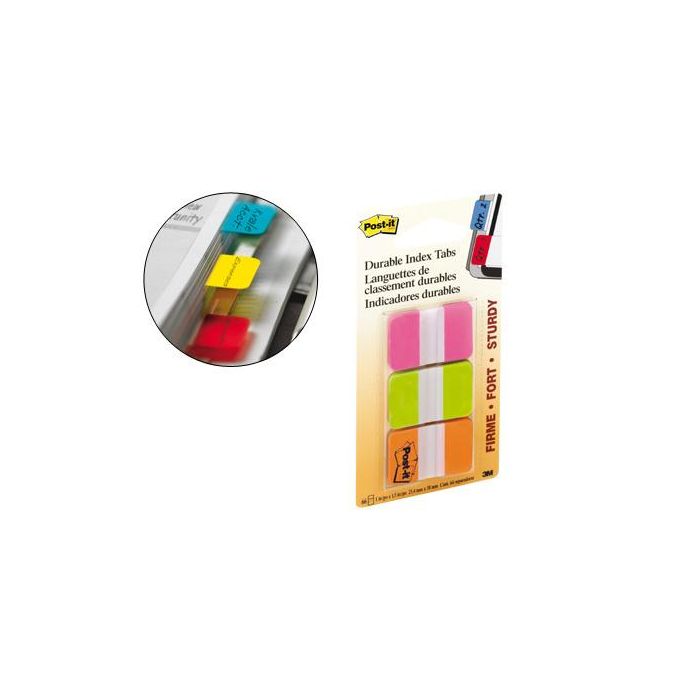 Post-It Index Rigido Rosa Verde Naranja - 3 Dispensadores Std 3x22