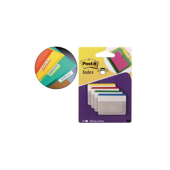 Banderitas Separadoras Rigidas Dispensador 4 Colores Post-It Index 686F-1 grandes 24 Banderitas