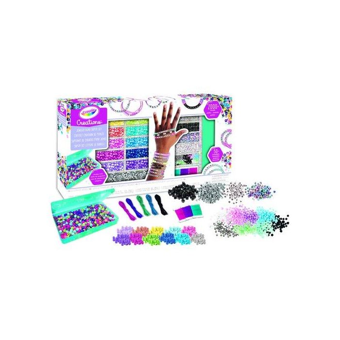 Crayola Creations Súper Set para Crear Letras y Joyas con Perlas, Hilos y Maletín - Juguete Educativo Niños +8 años