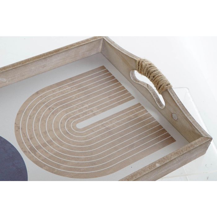 DKD Home Decor Bandeja Moderno Azul Beige MDF Set de 2 Piezas 30 x 6 x 40.6 cm 1