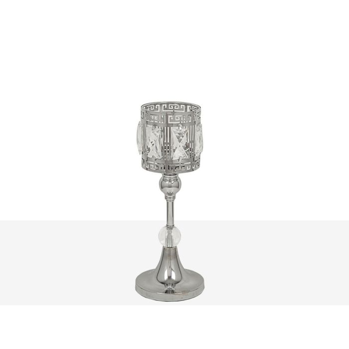 Portavelas Romimex Plateado Metal Vidrio 12 x 28 x 12 cm Copa Portavelas Romimex Plateado Metal Vidrio 12 x 28 x 12 cm Copa