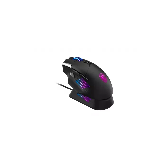 MSI Ratón Versa Pro Wireless + Mouse Dock Pro S12-4301370-CLA, Inalámbrico, Sensor Óptico, 26000 PPP, 15 Botones Personalizables, Negro
