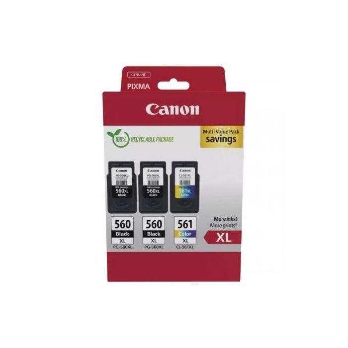 Cartucho de Tinta Original Canon PG-560XL + CL-561XL Multipack Alta Capacidad/ 2x Negro/ Tricolor Cartucho de Tinta Original Canon PG-560XL + CL-561XL Multipack Alta Capacidad/ 2x Negro/ Tricolor