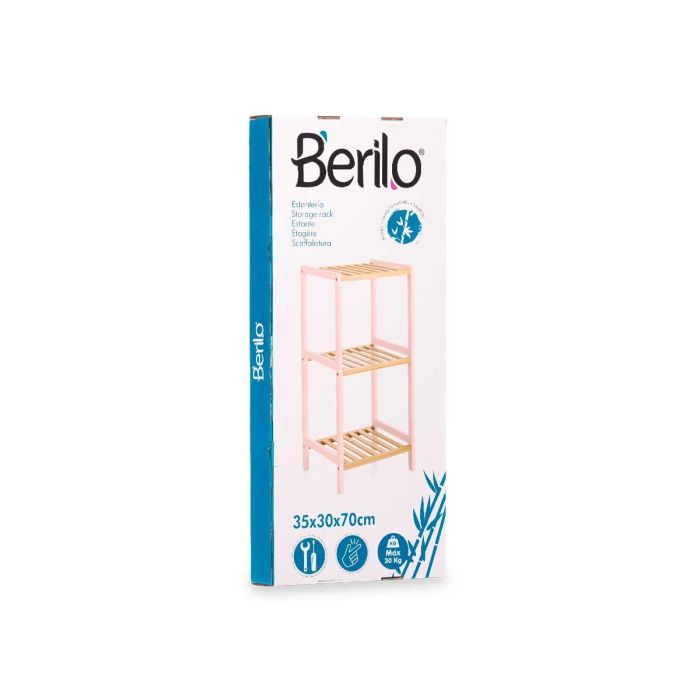 Estantería Cuadrada 3 Estantes Bambú Rosa Berilo 35x70x30 cm 2 Estantería Cuadrada 3 Estantes Bambú Rosa Berilo 35x70x30 cm 2