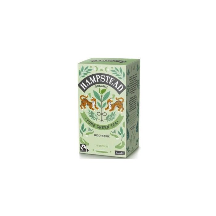 HAMPSTEAD Té Verde Biodinámico Darjeeling Infusión Sabor Suave y Limpio Certificado Demeter, 20 Bolsitas