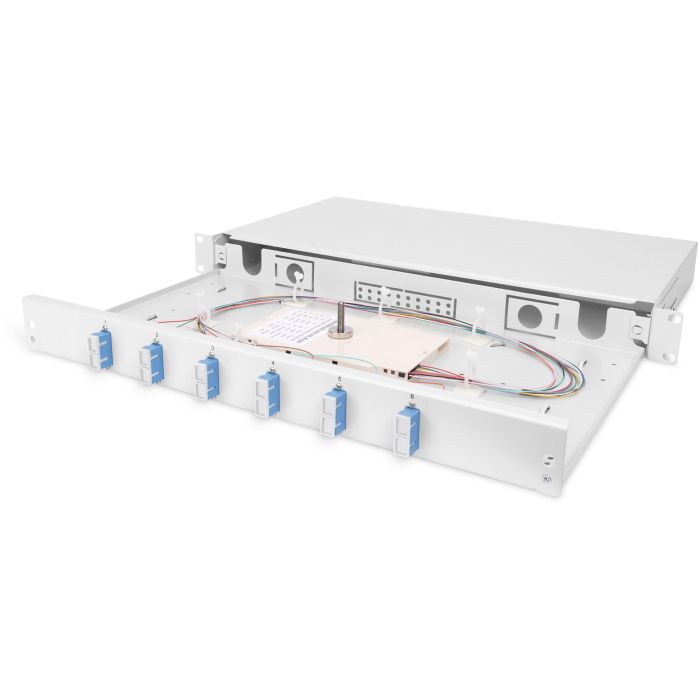 Digitus LWL Spleißbox 1HE, caja de empalme de fibra óptica 6x SC DX OS2, gris