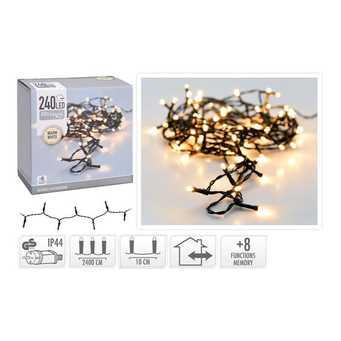 Guirnalda multifuncion 240 leds blanco calido 220v ip44 21m 1