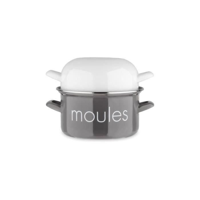 Maceta molde BAUMALU 22 cm - Decoración mejillones - Tapa blanca - Gris 1 Maceta molde BAUMALU 22 cm - Decoración mejillones - Tapa blanca - Gris 1