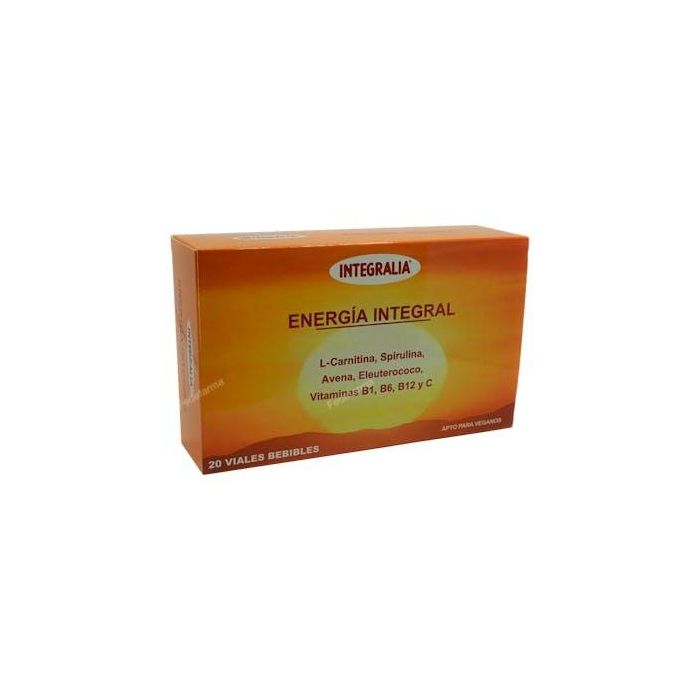 INTEGRALIA Energia Integral 20 Viales con L-Carnitina, Vitaminas C y Grupo B para Reducir Cansancio y Fatiga