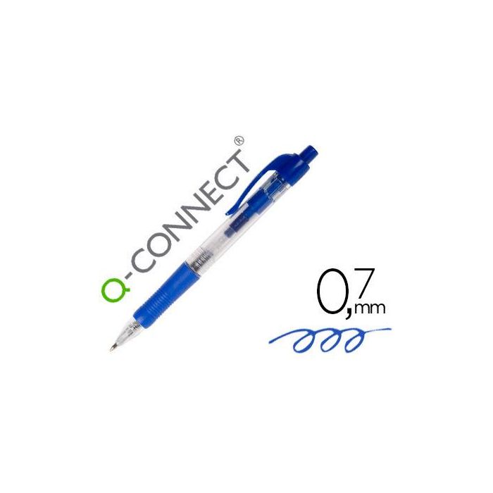 Boligrafo Q-Connect Retractil Con Sujecion De Caucho Tinta Aceite 0,7 mm Color Azul 10 unidades