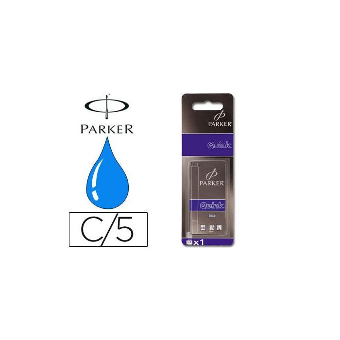 Tinta Estilografica Parker Azul Real Caja De 5 Cartuchos