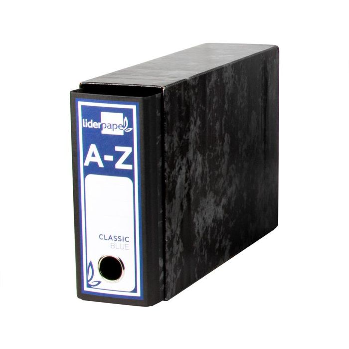 Caja Archivador Liderpapel Classic Blue Cuarto Apaisado Negra 2