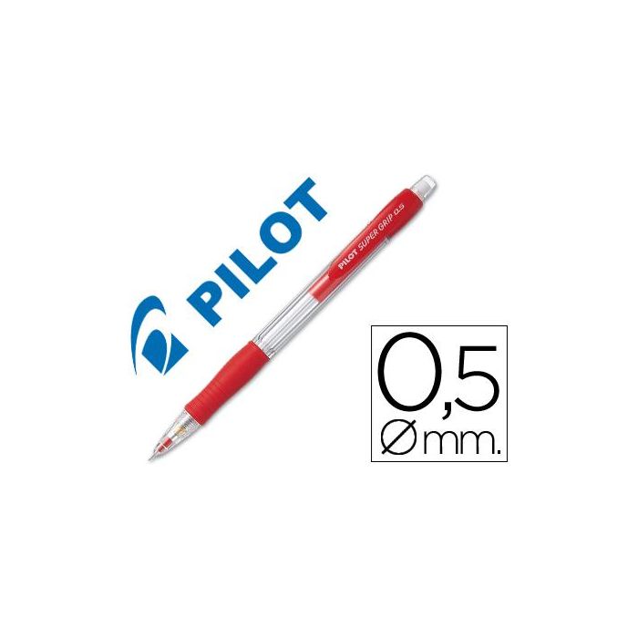 Portaminas Pilot Super Grip Rojo 0,5 mm Sujecion De Caucho 12 unidades