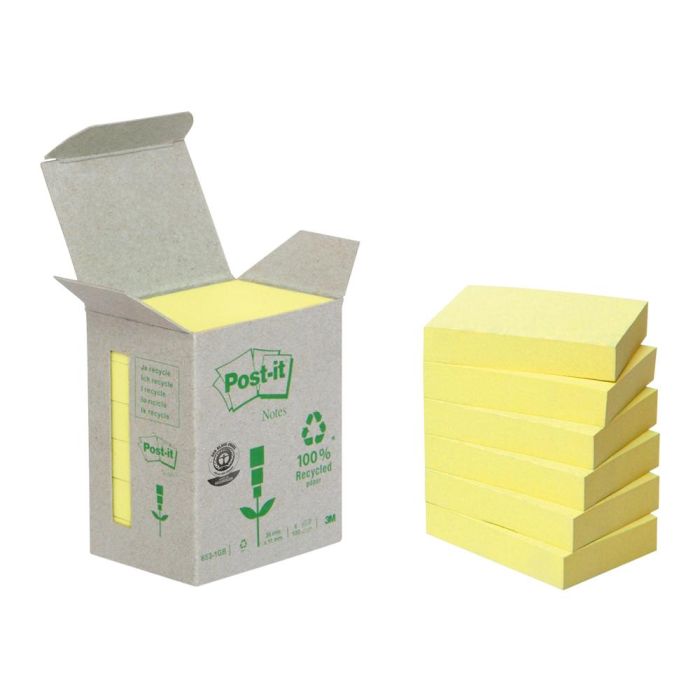 Bloc De Notas Adhesivas Quita Y Pon Reciclada En Torre Post-It 38 X 51 mm 24 Blocs 653 Reciclado 1