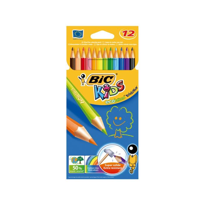 Lapices De Colores Bic Kid Evolution Estuche De 12 Colores Surtidos Mina Ultra Resistente 12 unidades 1