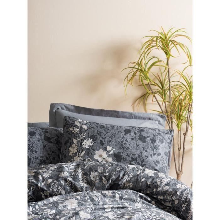 Juego de cama - 1 funda nórdica 220x240 cm + 2 fundas de almohada 60x60 cm - 100% algodón - Antracita 1 Juego de cama - 1 funda nórdica 220x240 cm + 2 fundas de almohada 60x60 cm - 100% algodón - Antracita 1