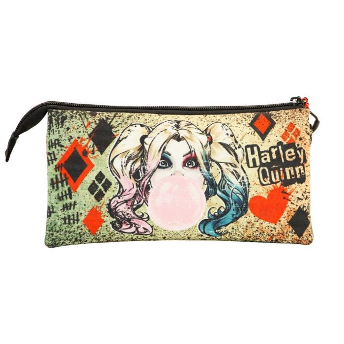 Estuche Portatodo Triple Mad Love DC Comics Harley Quinn Beige 2