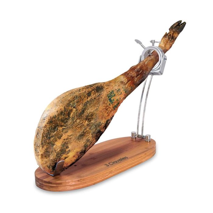 Jamonero plegable cabezal giratorio base madera 3 claveles 3