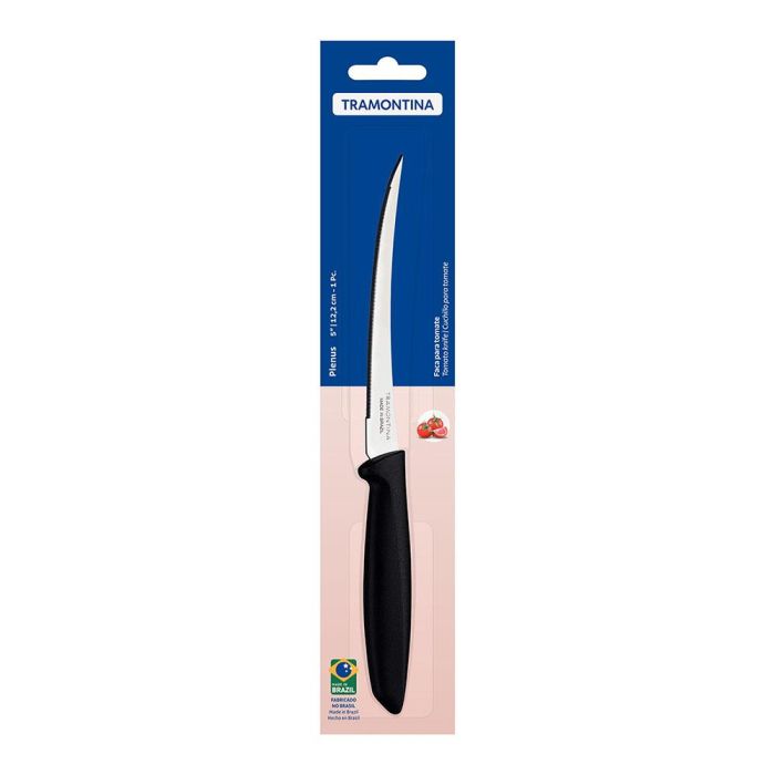 Tramontina Cuchillo para Tomates Plenus Negro 12.2 cm Acero Inoxidable Mango Polipropileno Resistente y Duradero 1