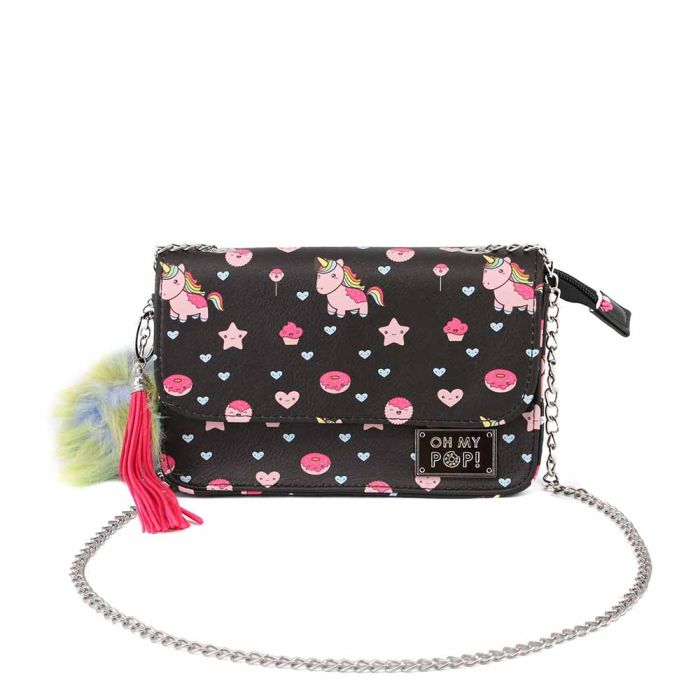 Bolso Satchel Cadena Popnicorn Oh My Pop Negro