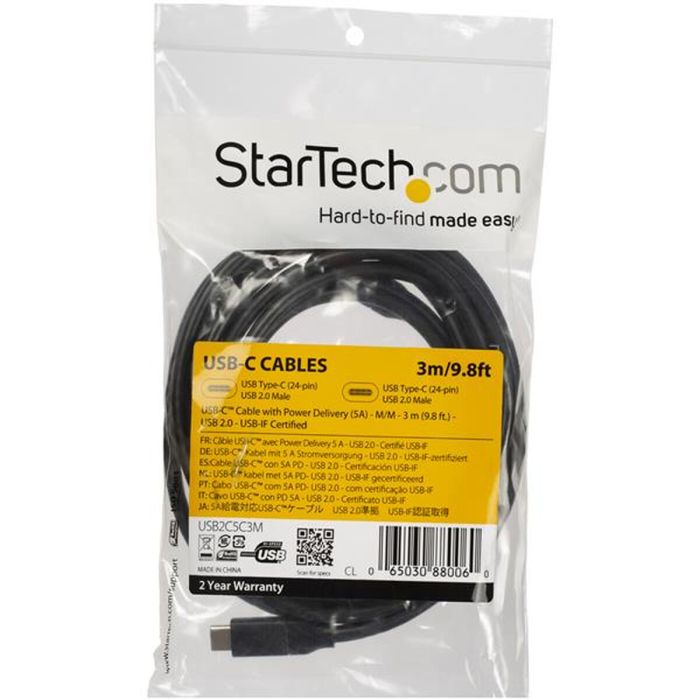 Cable USB-C Startech USB2C5C3M Negro 2