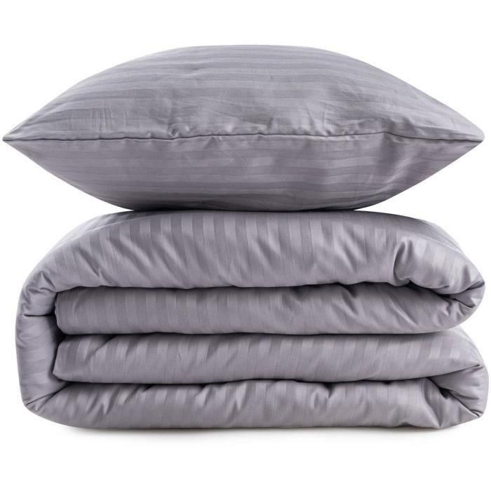 Juego de cama ASI8683743939299 - 1 funda nórdica 220x240 cm + 2 fundas almohada 60x60 cm - Poliéster/Algodón Gris 2 Juego de cama ASI8683743939299 - 1 funda nórdica 220x240 cm + 2 fundas almohada 60x60 cm - Poliéster/Algodón Gris 2