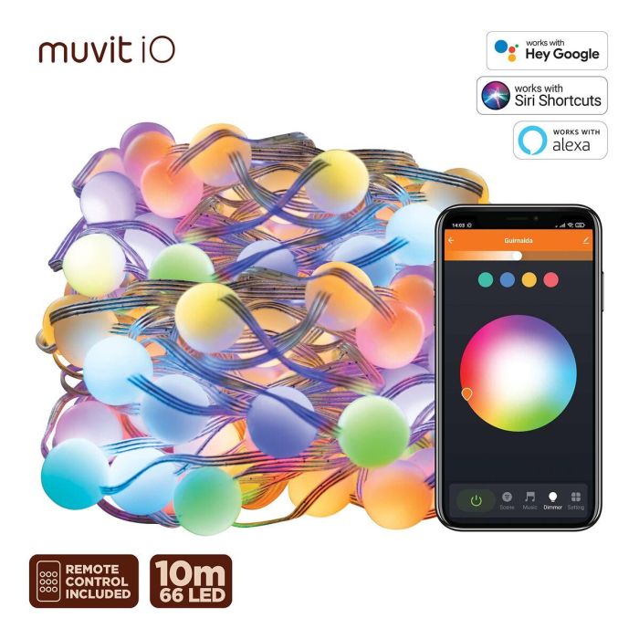 muvit iO Guirnalda Outdoor WiFi Dreamcolor Mini Globo RGB 10m 2