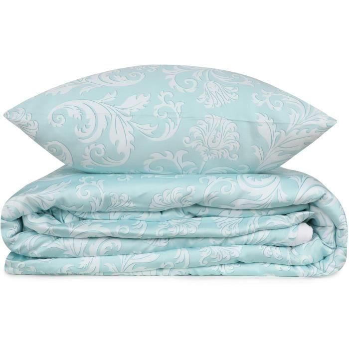 Juego de cama - 1 funda nórdica 220x240 cm + 2 fundas de almohada 60x60 cm - 100% algodón satén - Blanco 2 Juego de cama - 1 funda nórdica 220x240 cm + 2 fundas de almohada 60x60 cm - 100% algodón satén - Blanco 2