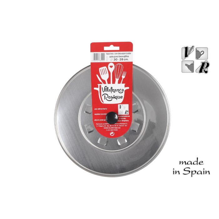 Tapa con desvaporizador de acero inoxidable 30 cm - Inde (12 Unidades) Tapa con desvaporizador de acero inoxidable 30 cm - Inde (12 Unidades)
