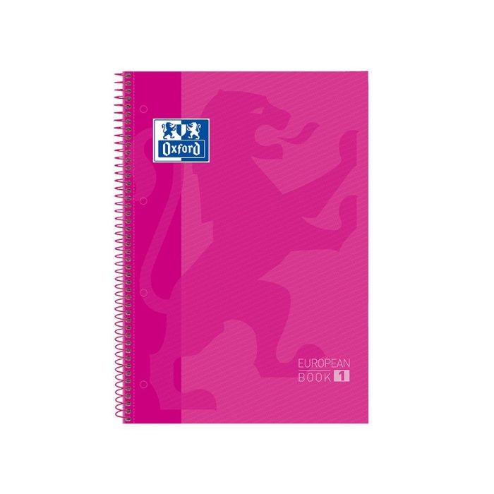 Bloc Espiral Oxford European Book Tapa Extradura Din A4 80 Hojas Cuadricula 5 mm Color Rosa 1