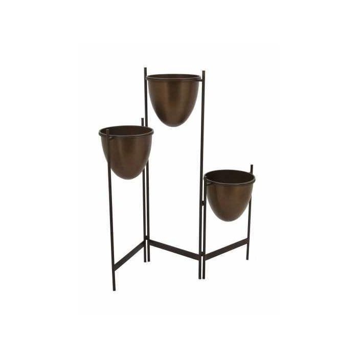 DKD Home Decor Macetero Vintage de Metal Cobrizo Negro, 26.5 cm Largo x 105 cm Alto x 35 cm Ancho