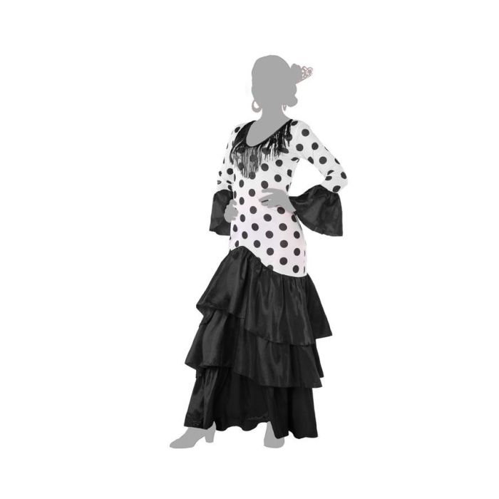 Disfraz Flamenca Sevillana Blanco Negro Mujer Adulto XS-S 4 Disfraz Flamenca Sevillana Blanco Negro Mujer Adulto XS-S 4