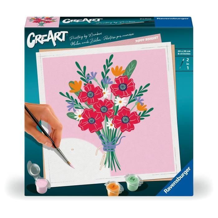 CreArt 20x20 cm Ramo de amapolas, Ocio creativo, Adulto, Pintar por números, 25519, Ravensburger CreArt 20x20 cm Ramo de amapolas, Ocio creativo, Adulto, Pintar por números, 25519, Ravensburger