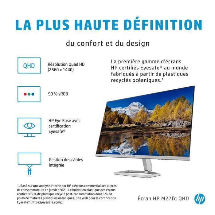 HP M27fq Monitor LED 27" (68.6 cm) IPS QHD 2560x1440, 75 Hz, AMD FreeSync, Pantalla Plana, 2x HDMI, DisplayPort, Color Plata