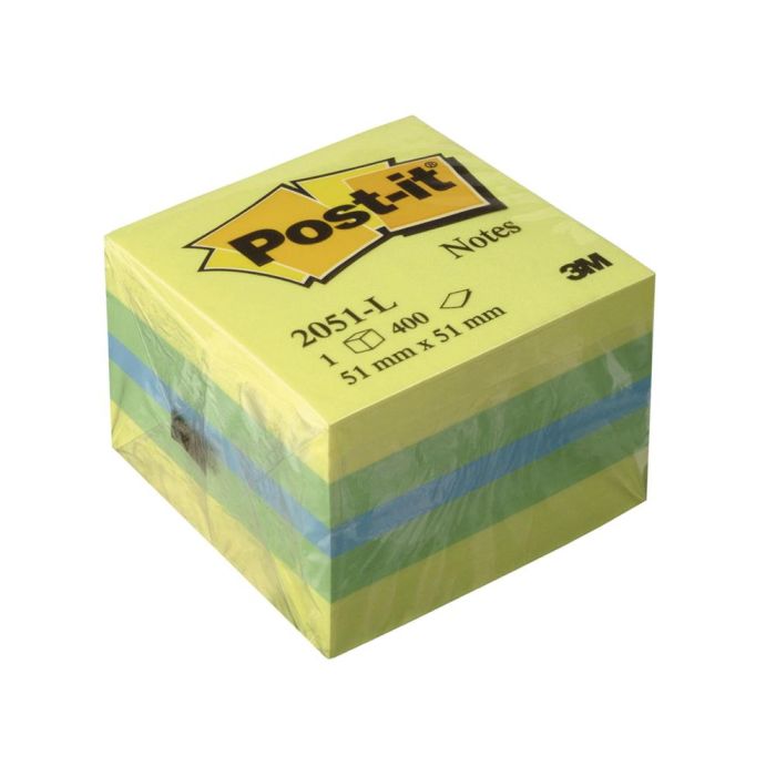 Post-It Mininotas Adhesivas Colores 51x51 mm 400 Hojas-Block Colores Limon. Verde, Azul Y Amarillo 1