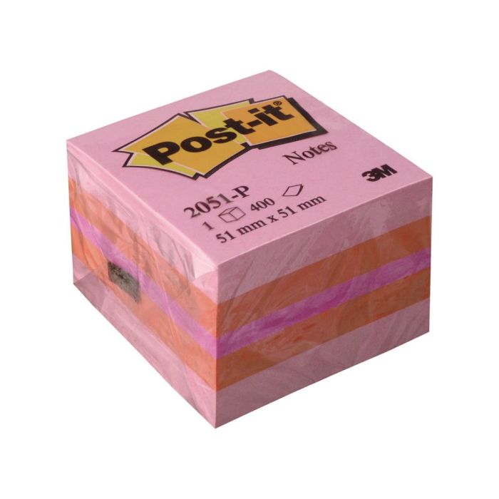 Bloc De Notas Adhesivas Quita Y Pon Post-It 51x51 mm Minicubo Color Rosa 2051-P 400 Hojas 1