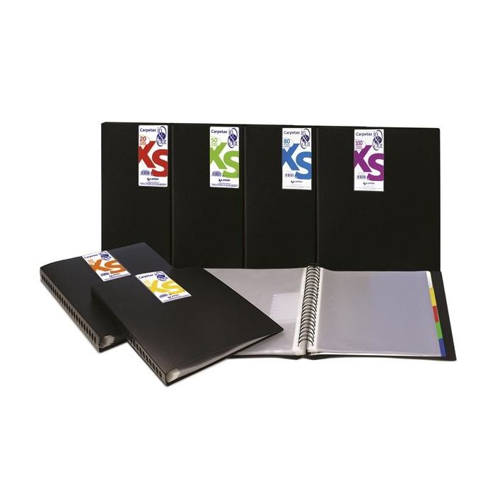 Grafoplás Carpeta 20 Fundas Espiral A4 Extraíbles Calidad Extra 5 Separadores Pp Translúcido Rígido In & Out Negro Grafoplás Carpeta 20 Fundas Espiral A4 Extraíbles Calidad Extra 5 Separadores Pp Translúcido Rígido In & Out Negro