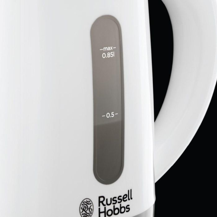 Russell Hobbs Hervidor Travel 23840-70, Hervidor de Viaje 0.85L, Blanco, Compacto y Ligero con Tazas Incluidas 4