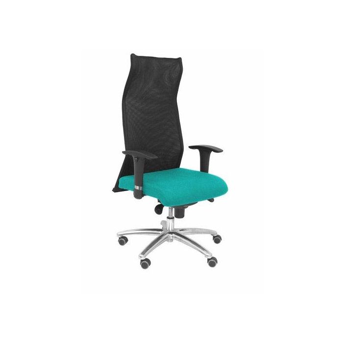 Sillon Piqueras Y Crespo Sahuco Xl Direccion Hasta 160 Kg Mecanismo Sincro Brazos Regulables En Altura Respaldo Malla Transpirable Negra Asiento A Medida Con Espuma Viscoelastica Y Tapizado Bali Verde Turquesa