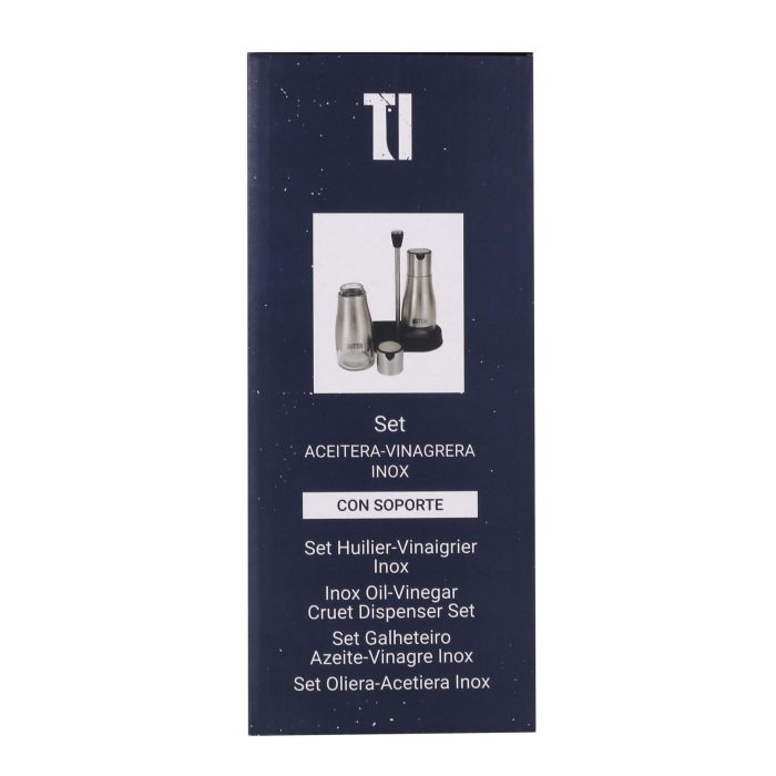 Quttin Set de 2 Aceiteras de Acero Inoxidable con Soporte - 18x9.5x23 cm, 320 ml (12 Unidades) 3