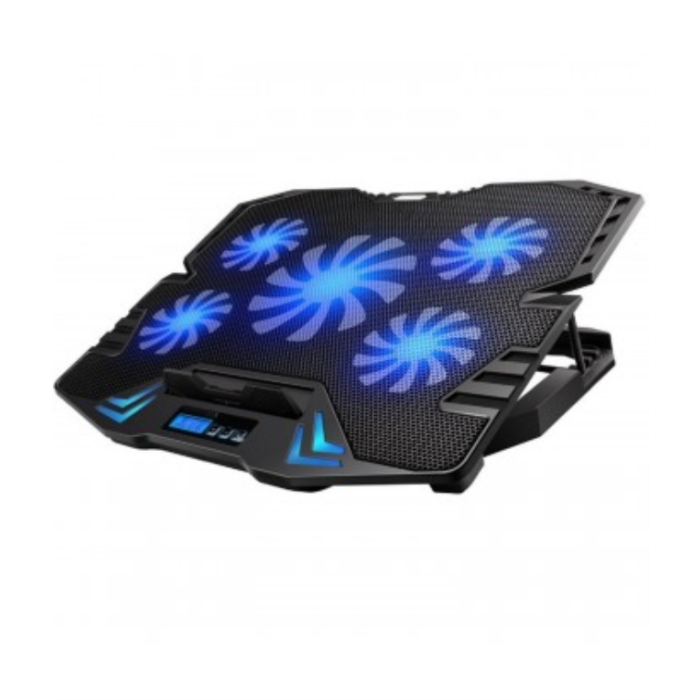 Ewent EW1259 Base de Refrigeración para Portátiles hasta 17" con 5 Ventiladores Silenciosos, 2 Puertos USB, 5 Velocidades y 2 Modos de Refrigeración