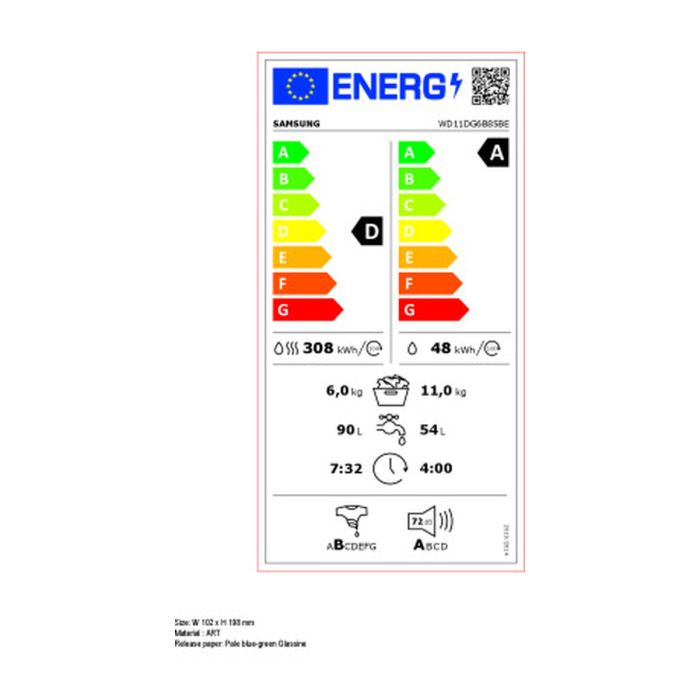 Lavadora - Secadora Samsung WD11DG6B85BEU3 1400 rpm 6 Kg 11 Kg 1